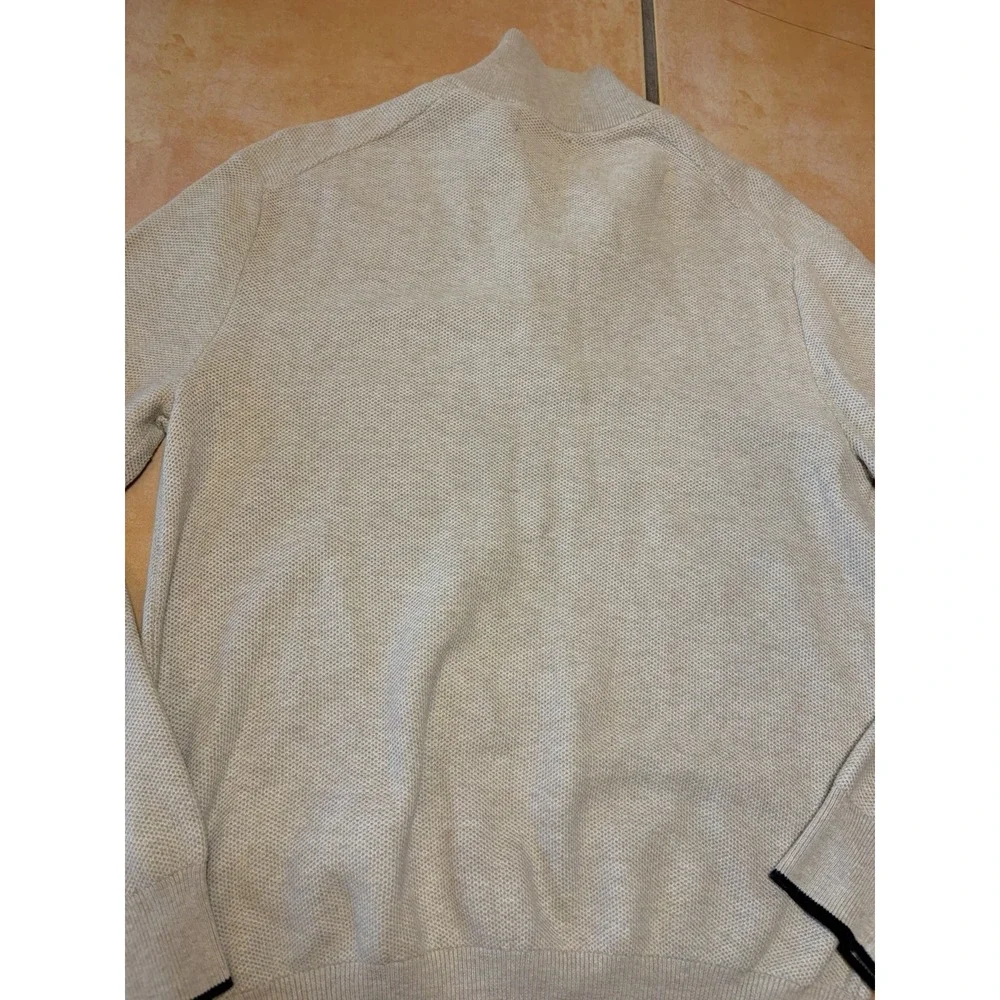 POLO Ralph Lauren QUARTER Zip SWEATER Cotton Knit PULLOVER Cream MEN'S Large